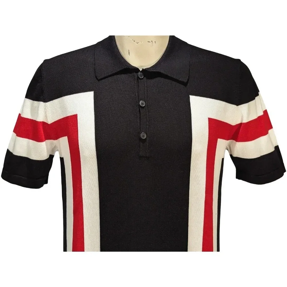 HUGO Boss Spolo Geometric Cotton Knit Polo Shirt Men's Sz S NWT $144 - Picture 3 of 9